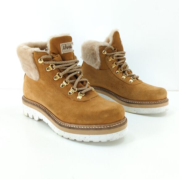 La Montelliana Women 36 US 6 Tofane Boots Tan Brown Shearling Suede Hiking FLAW